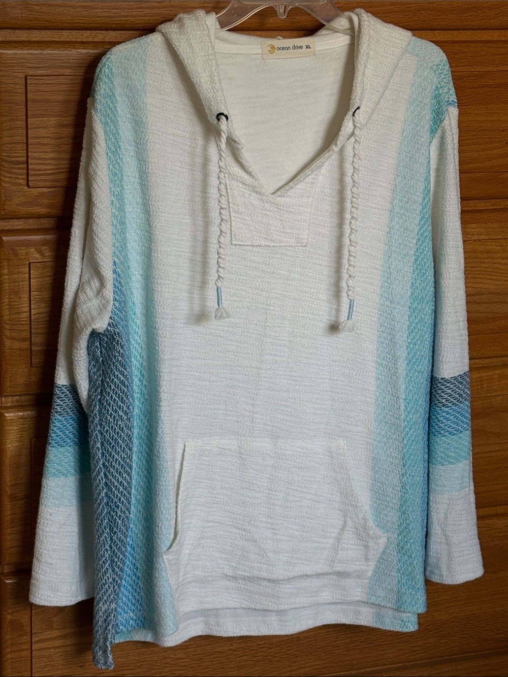 Ocean Drive Texture Knit Baja Hoodie in Carnival Stripe Size XL